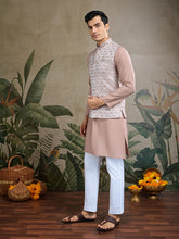 Pastel Brown kurta set with Sequence Self Weaving Jacquard Design Koti Work